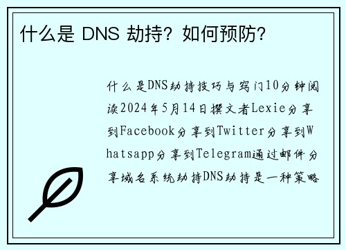 什么是 DNS 劫持？如何预防？